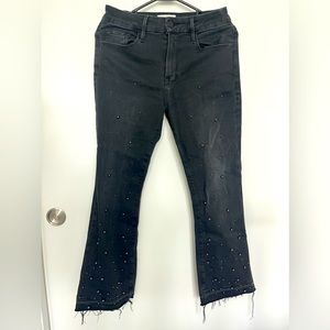 Frame Le Crop Mini Boot Black Jeans, Size 28